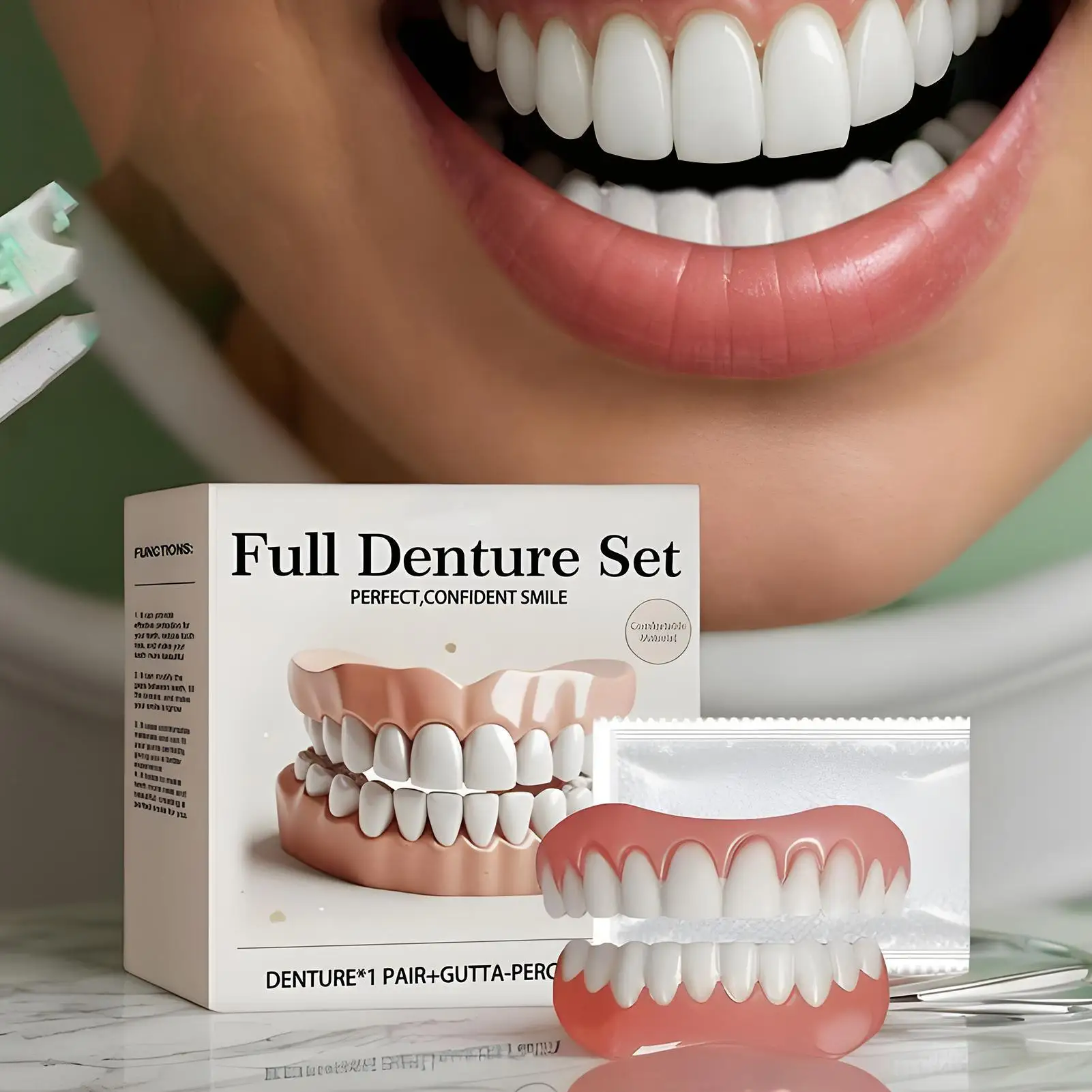 Denture Silicone Kit Soft Denture Silicone Liners Denture Kit Soft Denture Kit Teeth Upper And Lower Set Fake Tooth Oral-Care