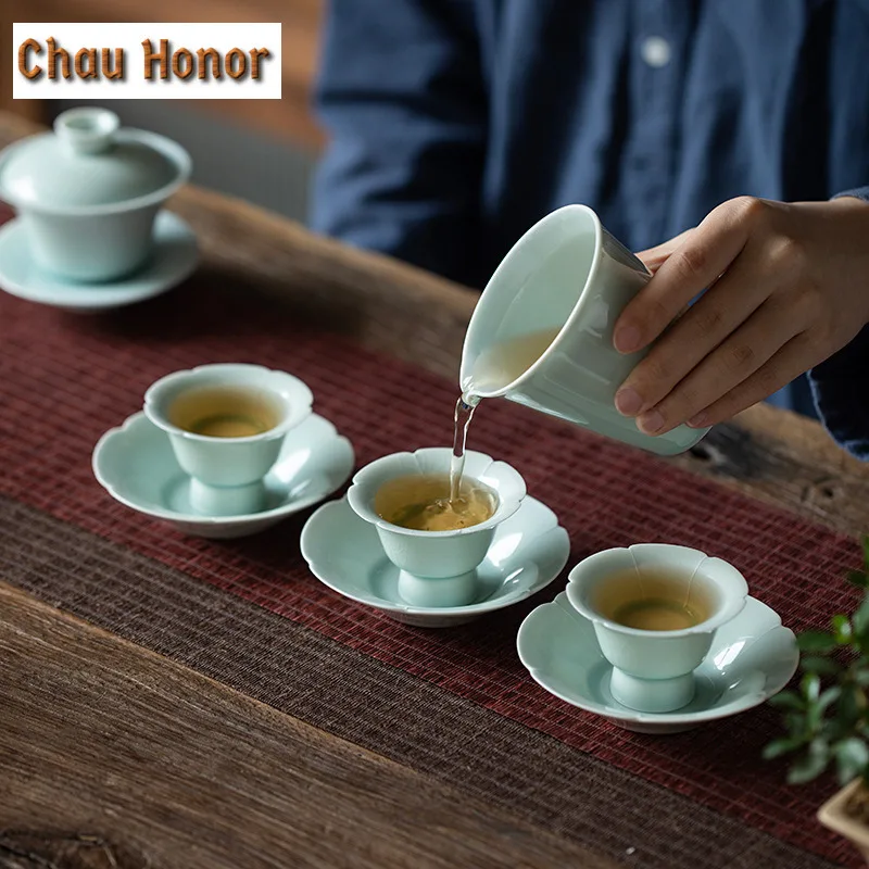 40ML Hutian Kiln Green Glaze Master Cup Tea Cup Antique Imitation Song Ceramic Kungfu Teaware Set Small Teacup Dish Tea Ceremony