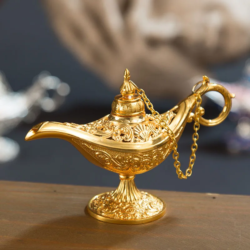 1Pc Aladdin Lamp Tradizionale Scava Fuori Fiaba Magic Aladdin Wishing Lamp Teiera Vintage Retro Accessori Per La Decorazione Della Casa