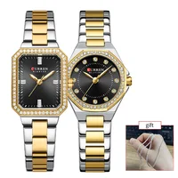 CURREN Luxury Elegant Wristwatches with Stainless Steel Band,Stylish Quartz Watch with Sparkling Rhinestone Dial for Gift