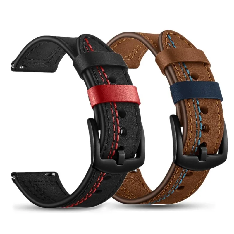 Vintage Leather Breathable Watch Strap with Glass Case & Screen Protective Cover