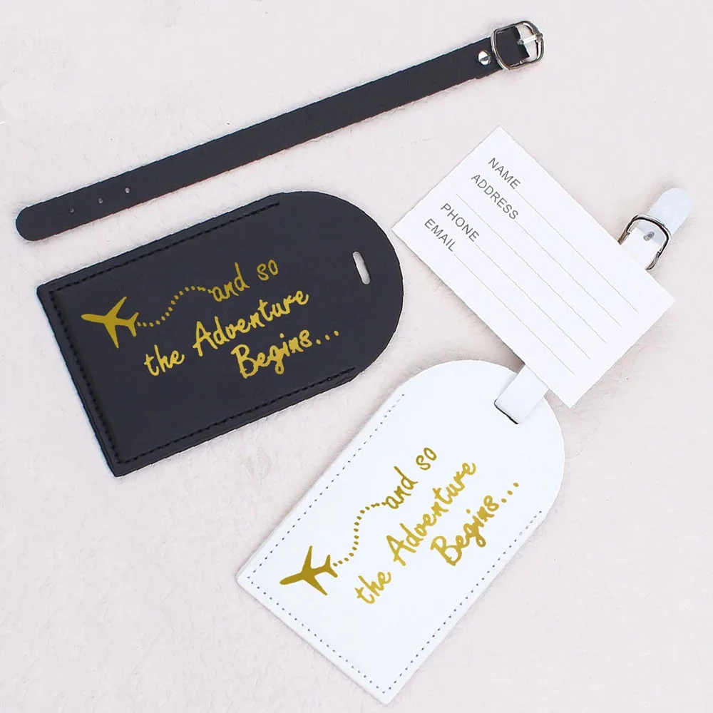 Adventure Begins Leather Key Wallets Luggage Tags for Travel Bag Suitcase Honeymoon Wedding Travel Tags with key Holders