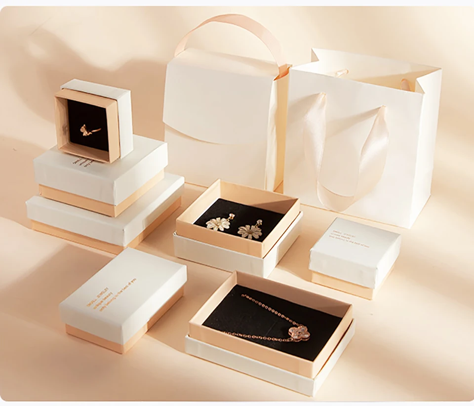 

Heaven Earth Lid Necklace Bracelet Jewelry Packaging Box Earring Pendant Storage Organizer Case Jewelry Display Stand Gifts