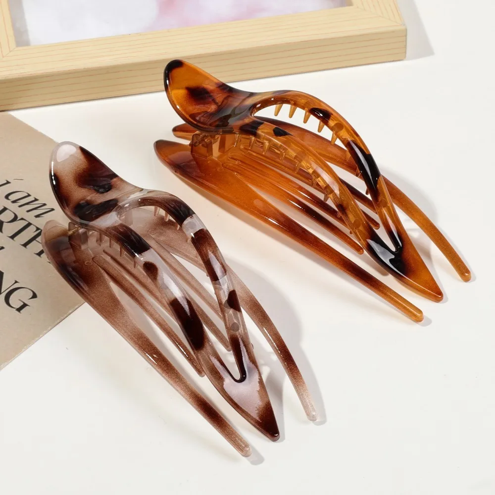 New Leopard Print Swallowtail Flat Hair Clip for Women Girl Large Duckbill Barrettes Hairgrip for Thick Hair Styling Accessories
