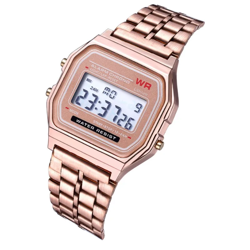 Luxury LED Digital Watches for Men Stainless Steel Gold Sliver Electronic Watch Fashion Business Mens Watch relogios masculino view 4