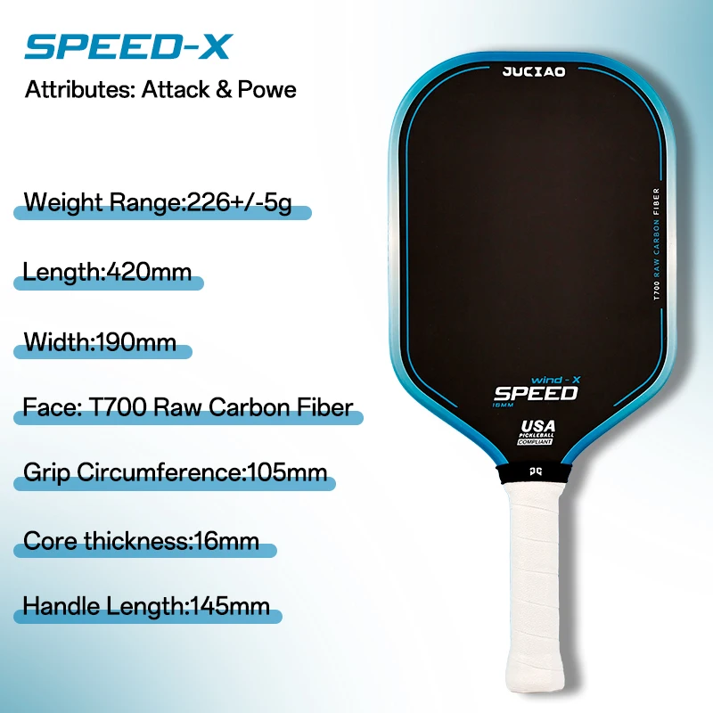 JUCiAO Gen3 Thermoformed T700 Raw Carbon Fiber Pickleball Paddle 6
