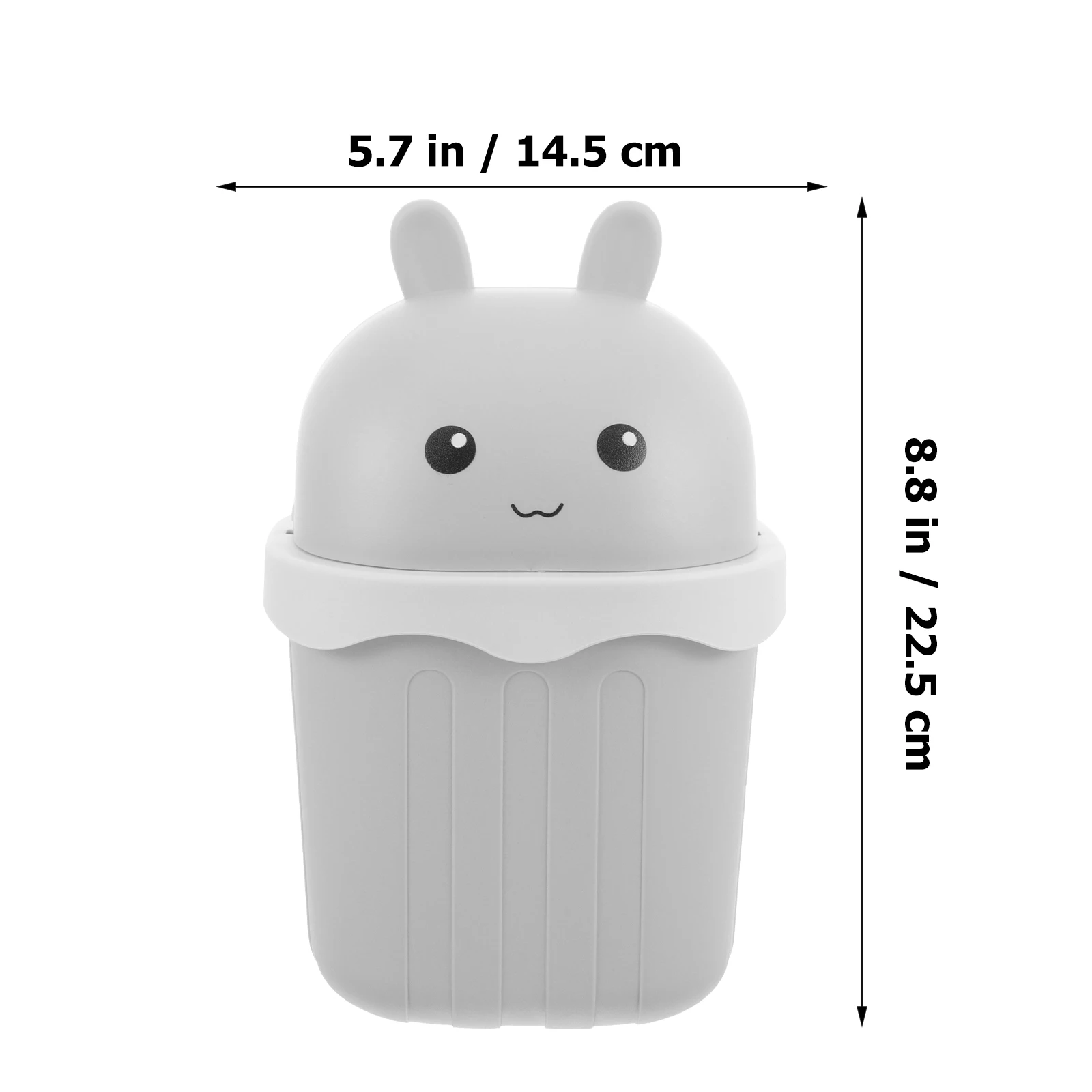 2개입 노란색 토끼 디자인 미니 데스크 휴지통 (뚜껑 포함) 창의적인 데스크탑 쓰레기통 소형 카운터탑 휴지통 (사무실용)