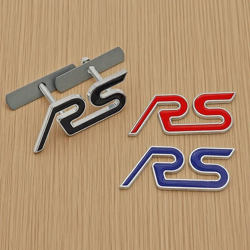 3D 메탈 레터 RS 로고 자동차 전면 그릴 배지 엠블럼 후면 트렁크 스티커 R..