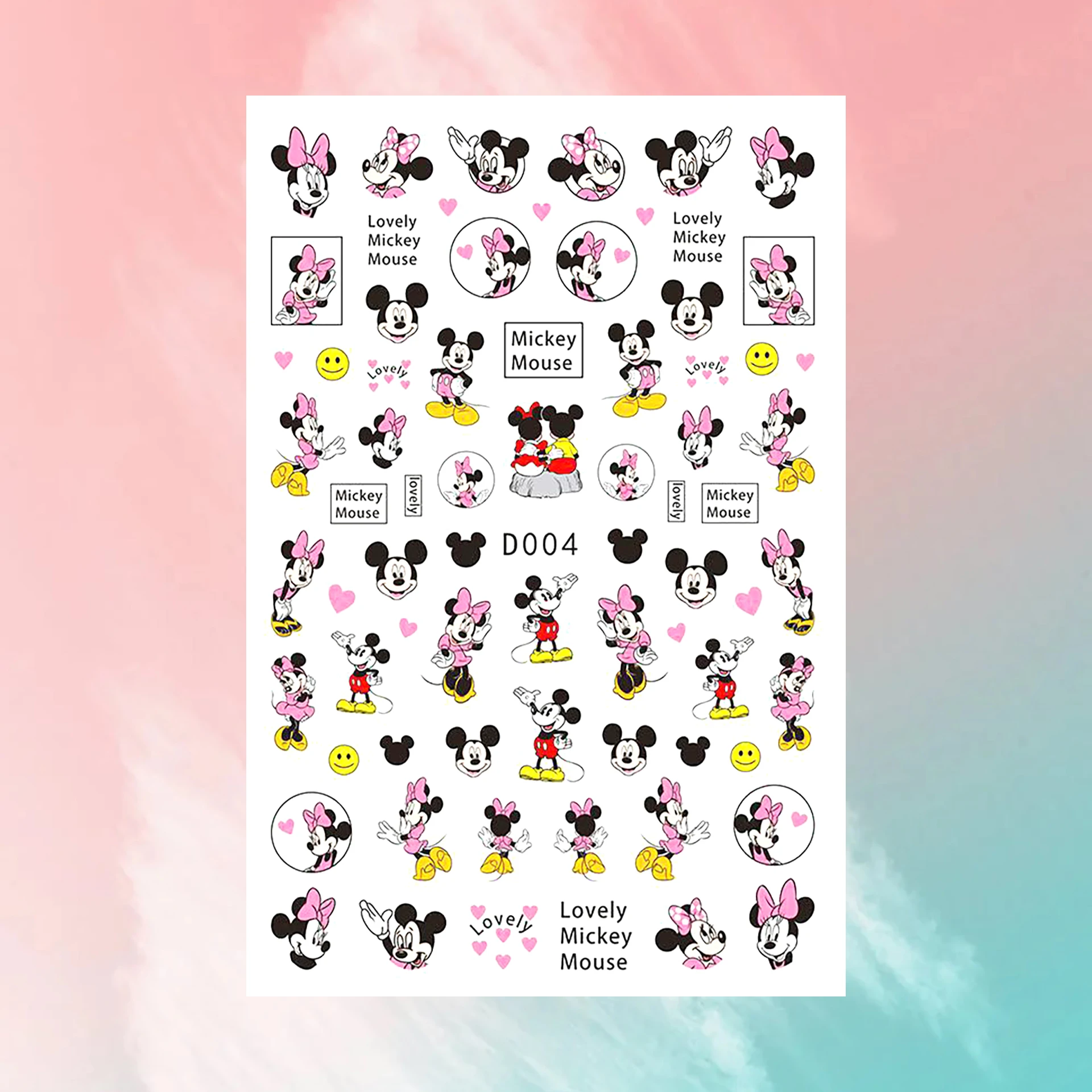 1PCS Disney Cartoon Nail Stickers Waterproof Paste Nail Art Sticker Princess Mickey Anime Series Decoration Nail Stickers Nail Art Decoration Nail Decals