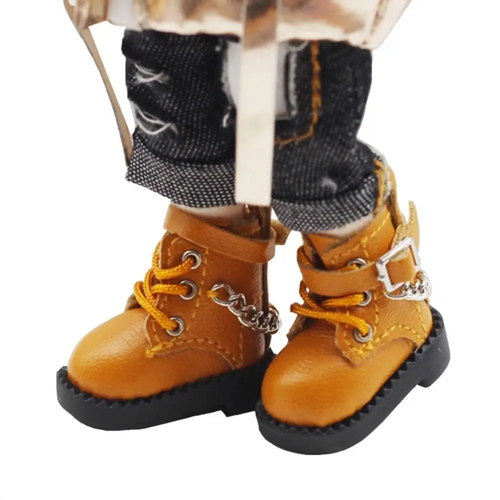 1 Pair Lovely PU Leather OB11 Doll Shoes Chain Boots High-heeled Bjd Doll Chain Shoes Casual Mini 1/12 Bjd Doll Shoes Children