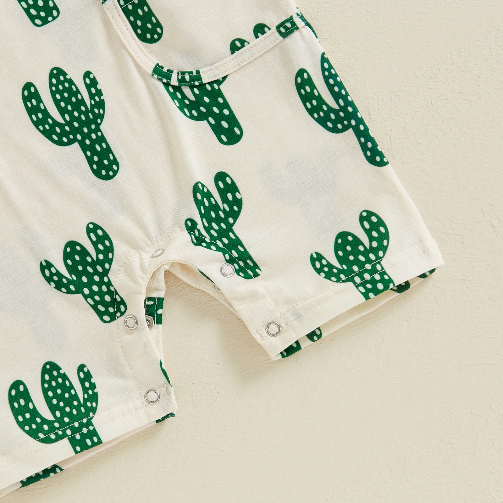 Summer Infant Baby Girl Boy Sleeveless Romper Casual Cactus Print Top Jumpsuit Pockets Overalls Clothes 5