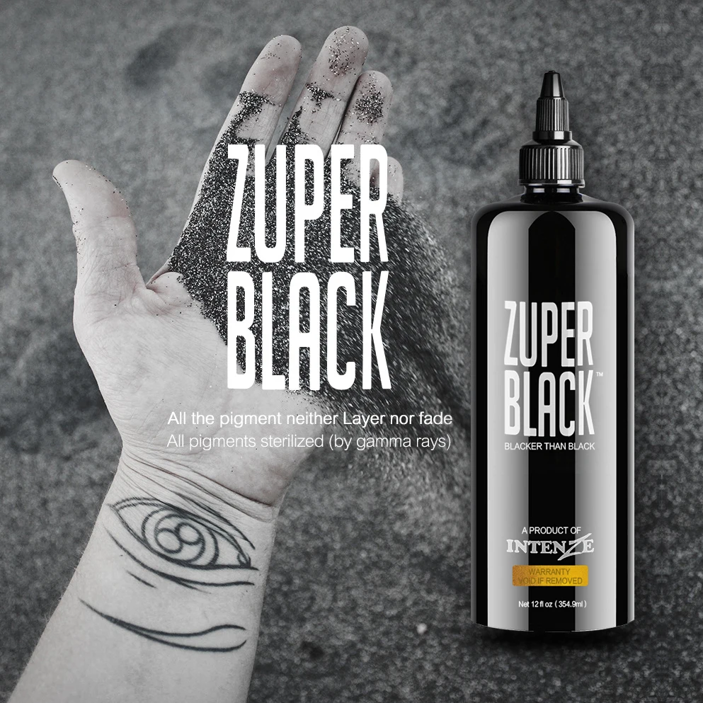 Tattoo Ink Small Particle Zuper Black Silicone Leather 360 ml 12 oz Super Black for Student Practice