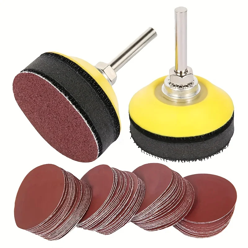50 Stück/100 Stück 2-Zoll-Bohrschleifer mit Rückplatte, 1/4-Zoll-Schaft, Schleifscheiben-Set, inklusive Schleifpapier mit Körnung 80-3000