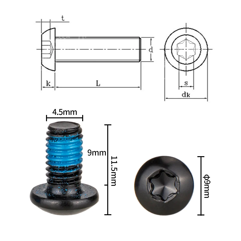 DEEMOUNT 12PCS T25 Disque de frein Boulons Pour Vélo Acier