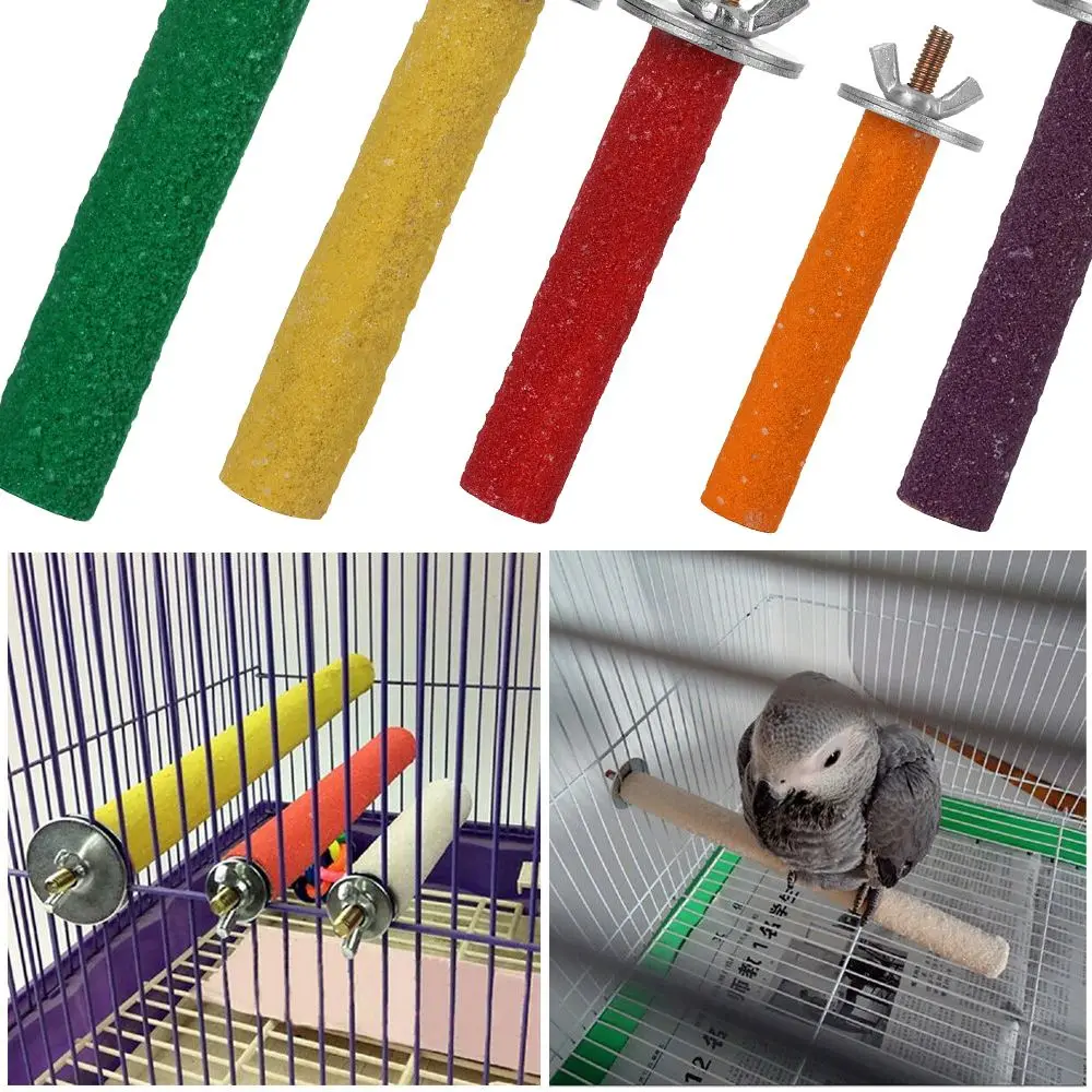 Paw Grinding Parrot Perches Stand Station Platform Wood Bird Cage Bites Gnawing Chew Toy 4