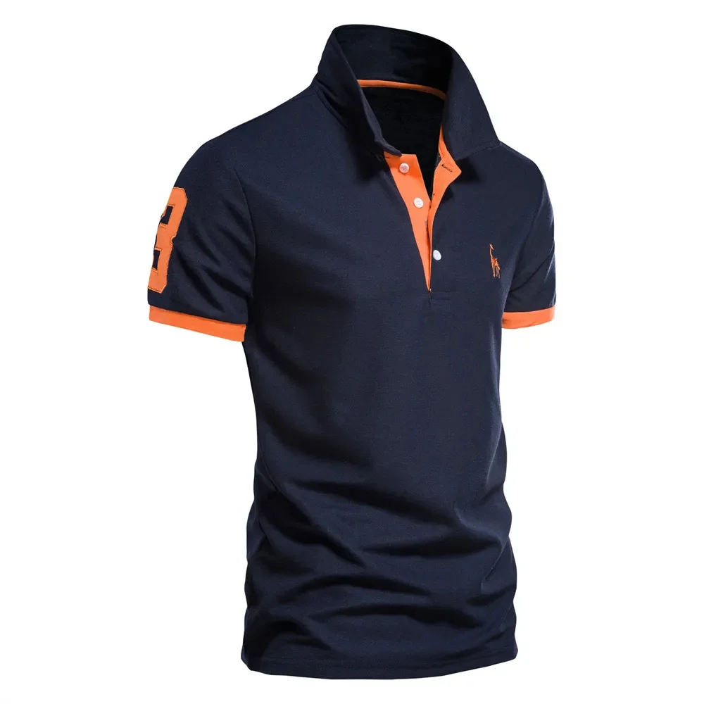 Dropshipping Polo Giraffe Hemd Männer Qualität Stickerei Sommer Kurzarm Polo Casual Business Social Herren Polos BR Größe – Detail 3