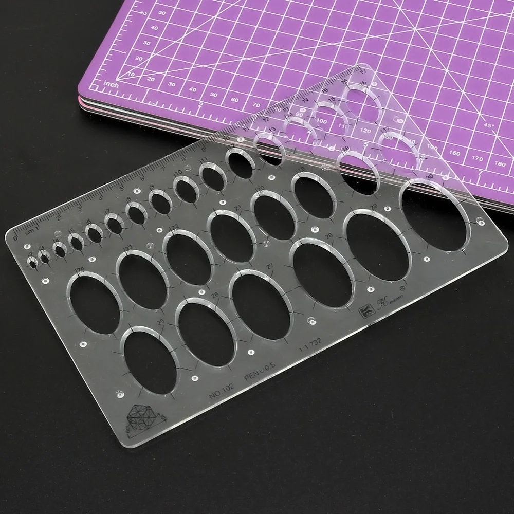 Ruler Template Rectangular Round Hole 17.2cm x 11.6cm