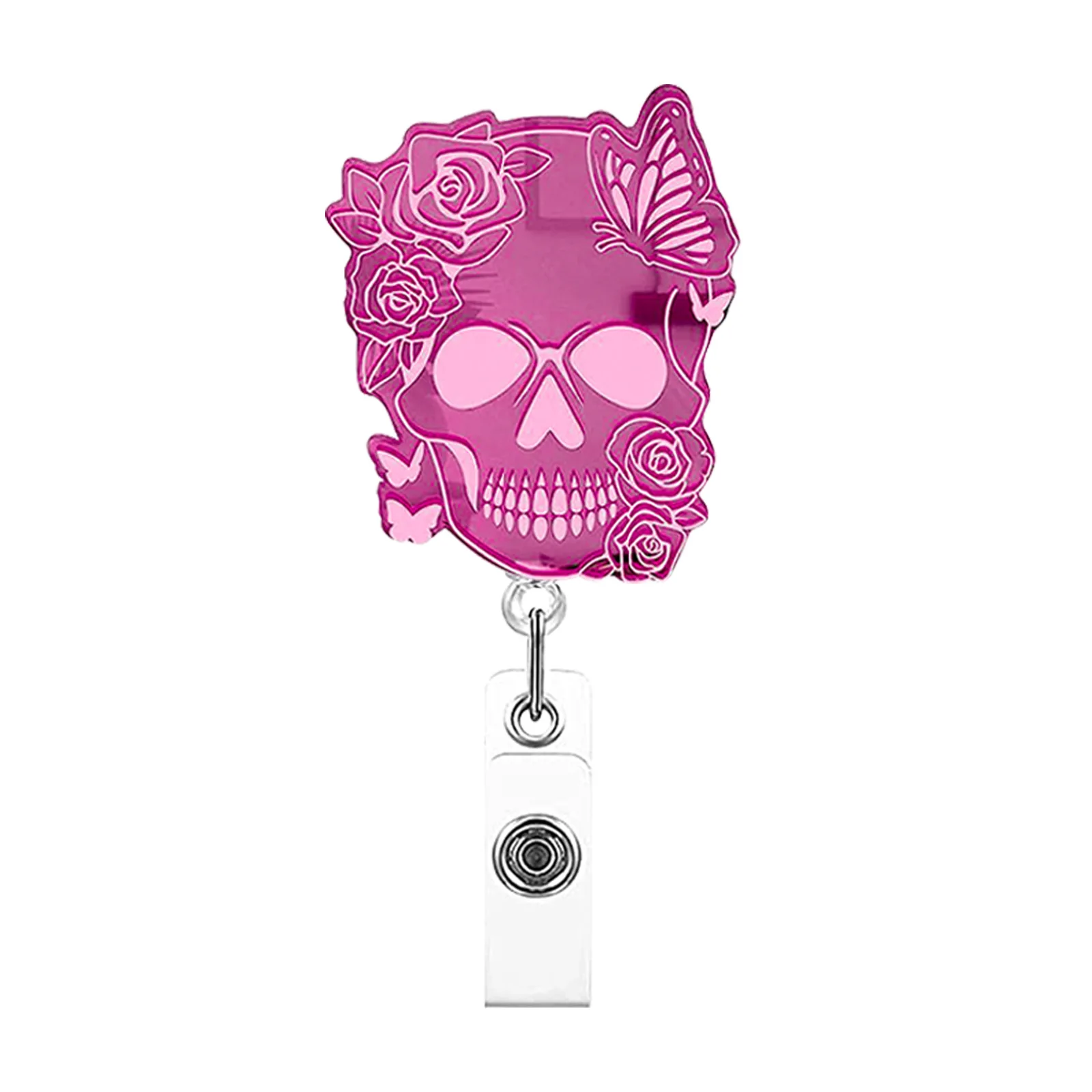 Acrylic rectractable nurse badge reel fashion organs skeleton rose love heart ID card holder keys lanyard 1 Piece badge holder,retractable badge reel,retractable id lanyard,retractable id tag,badge holder keychain