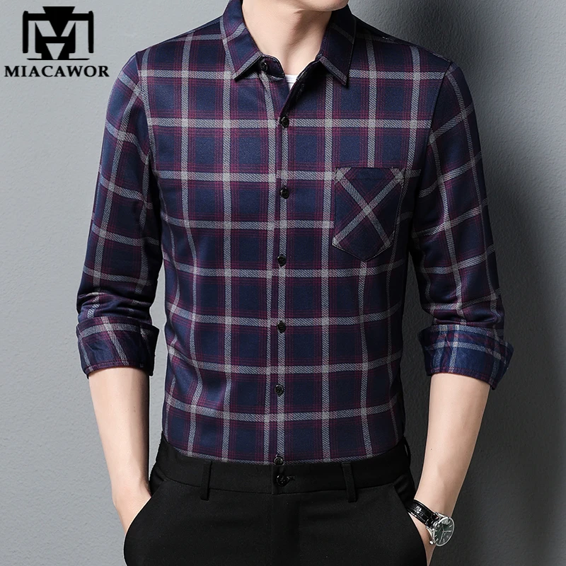 

New Brand Luxury Plaid Shirts Men Spring Long Sleeve Slim Fit Casual Camisa Masculina Fashion Korean Dress Men Clothes C881