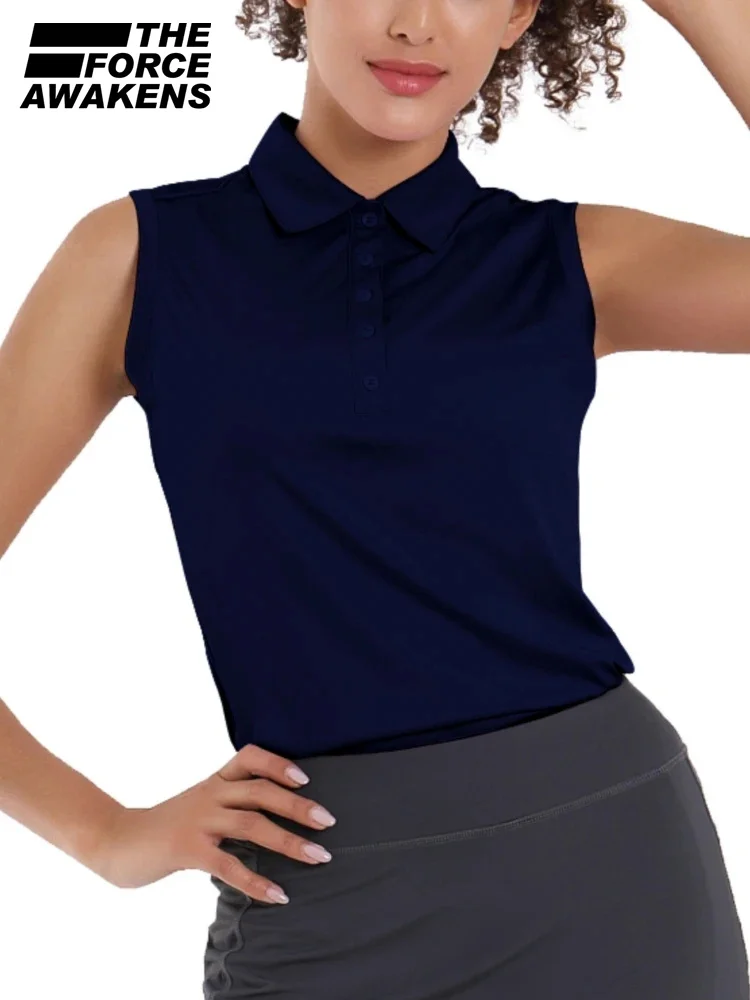 Women's golf wear Buttons Breathable Ladies T-Shirt Quick Dry High-Quality Tennis Shirts Summer Sleeveless golf women clothing