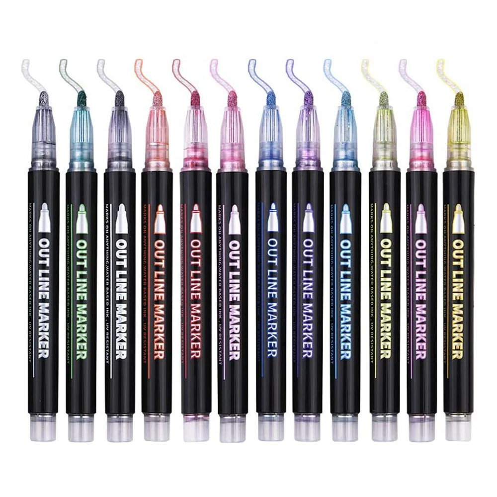 

Double Outline 12 Colors Outline Metallic Markers Outline Writing Drawing DIY Art Crafts