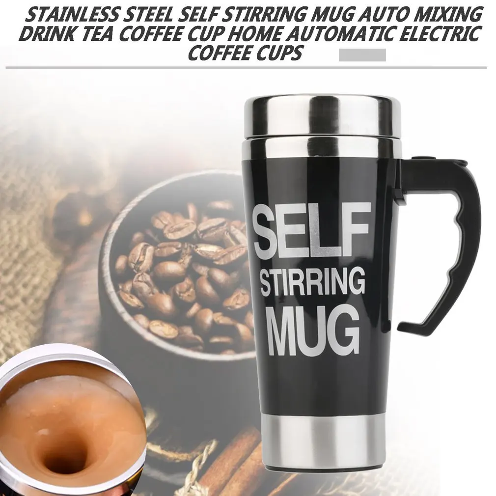350ML Stainless Steel Self-Stirring Cup - Automatic Tea Coffee Mixing Mug 