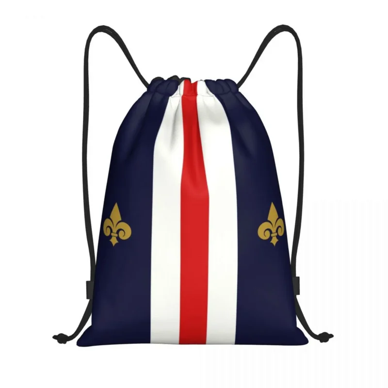 

France Flag Drawstring Bag Men Women Portable Sports Gym Sackpack Lily Flower Training Storage Backpacks