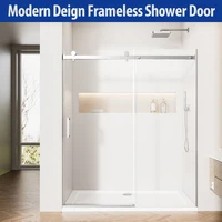 bathroom shower door 56-60" W X 70" H  Shower Door  8mm clear tempered glass bathroom door, brushed nickel shower screen 1