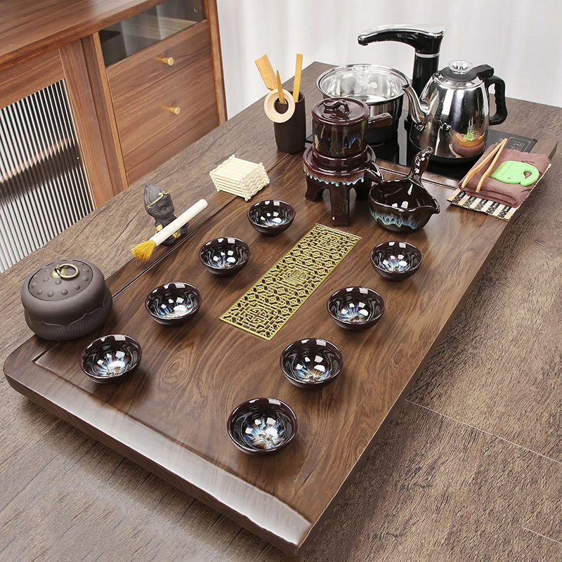 중국 전통 차 세트 쿵푸 나무 트레이 찻주전자 가이완 퓨어 홍차 컵 세트 커피웨어 Teaware Tasse 다이닝 선물 세트