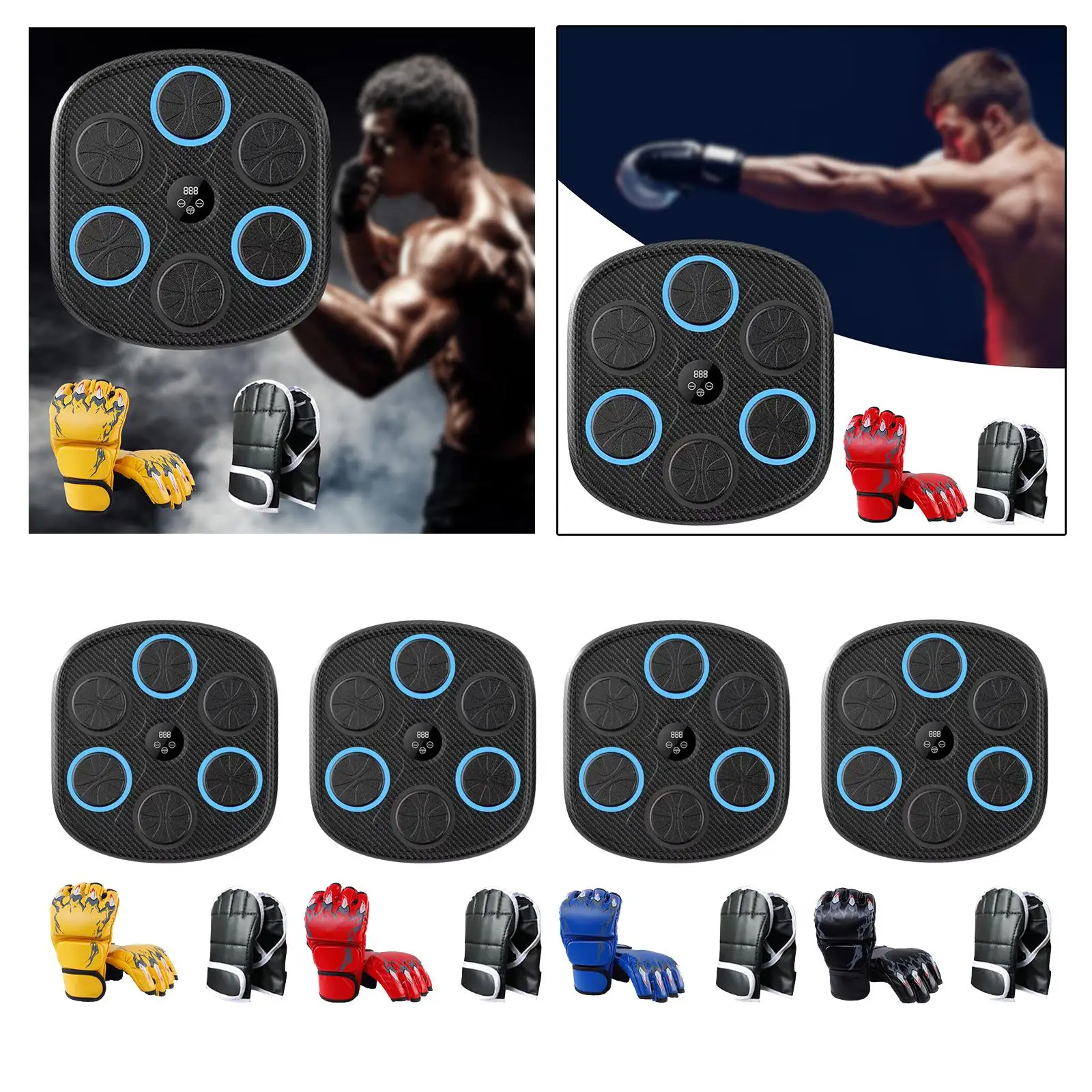 Music Boxing Machine with 2 Pair Boxing Gloves Electronic Music Boxing Wall Target for Exercise Fitness Sports Home Indoor