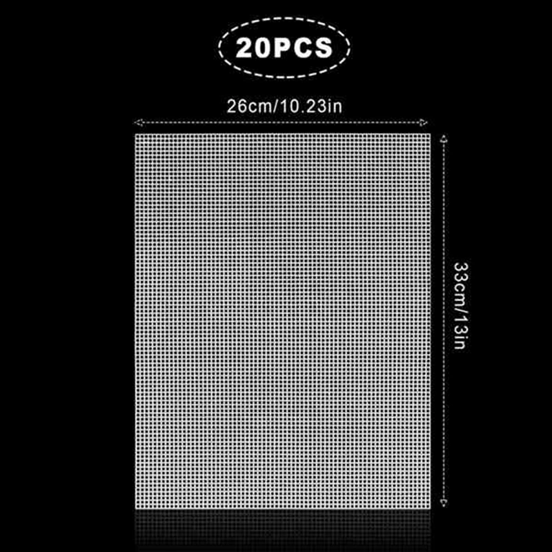 20 Sheets Plastic Canvas 13X10.2Inch 7CT Transparent Plastic Mesh Canvas Sheets For Embroidery Cross Stitch Mesh Durable