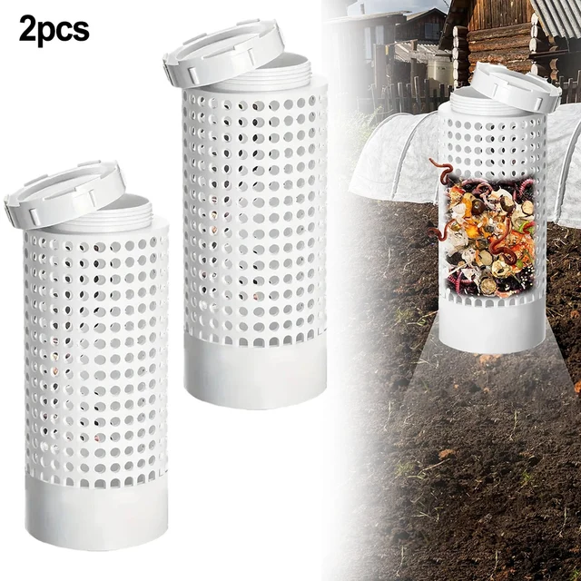 1pc/2pcs Worm Composting Bin For Small Flower Pots And Garden, Space-Saving PVC Worm Tea Composter Tube Garden And Lawn Care 2