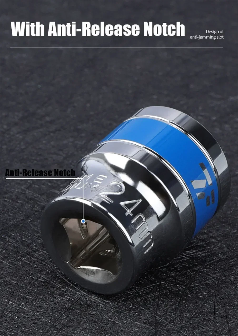 Description Picture 6 of itemCR-V Steel Anti-rust Treatment Ratchet Sockets for Nut Removal 8-36mm 1/2 Inch Blue Drive Short Hex Wrench Socket