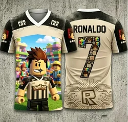Roblox - Inspired Kids Cosplay Cartoon 3D Print T - Shirt - Casual Short Sleeve Streetwear - 130 (Black)