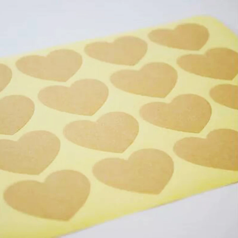 

360pcs 31x35mm Heart Shape Kraft Paper Sticker Packing Decoration Sealing Label Cute Love for Bags and Boxes Sticky Durable