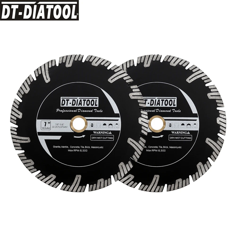 

2pcs 7" Diamond Turbo Saw Blade Cutting Disc For Cutting Granite Marble Porcelain Ceramic Tile Angle Grinder Circular Saw