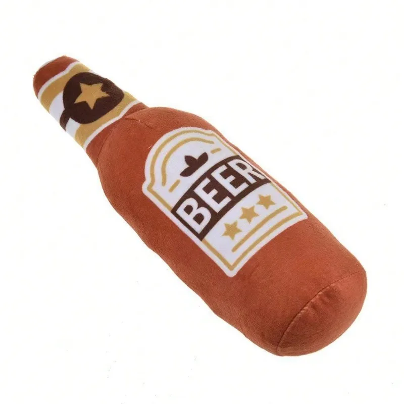 New Plush Stuffed Vodka Whiskey Bottle Dog Toy | Squeaky Chew Toy for Puppies, Durable Teething Toy for Aggressive Chewers
