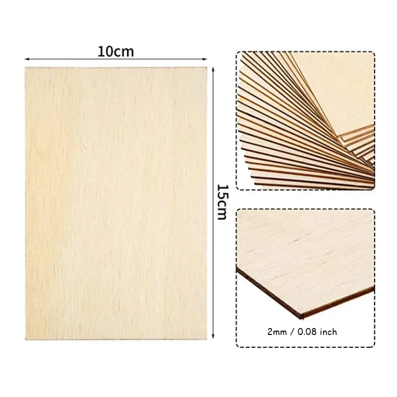 30 Fogli Di Legno Non Fini Da 10 * 15 Cm, Pannelli In Fogli Di Legno Grezzi Naturali Per Progetti Fai Da Te, Creazione Artigianale, Materiali Artistici, Ptura