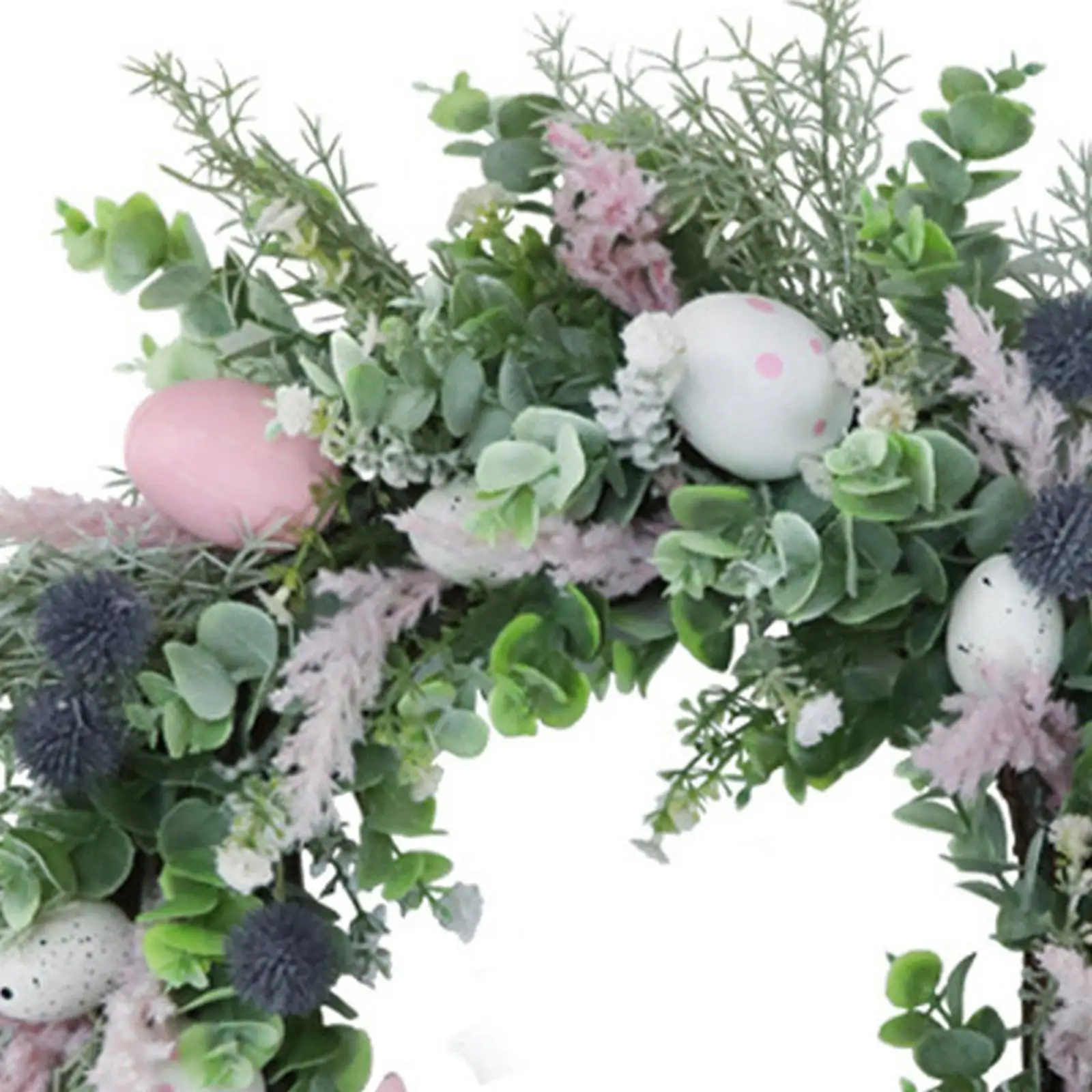 Easter Egg Wreath 17.7`` Green Leaves Spring Summer Wreath Easter Wreath for Party Indoor Outdoor Porch Holiday Celebration