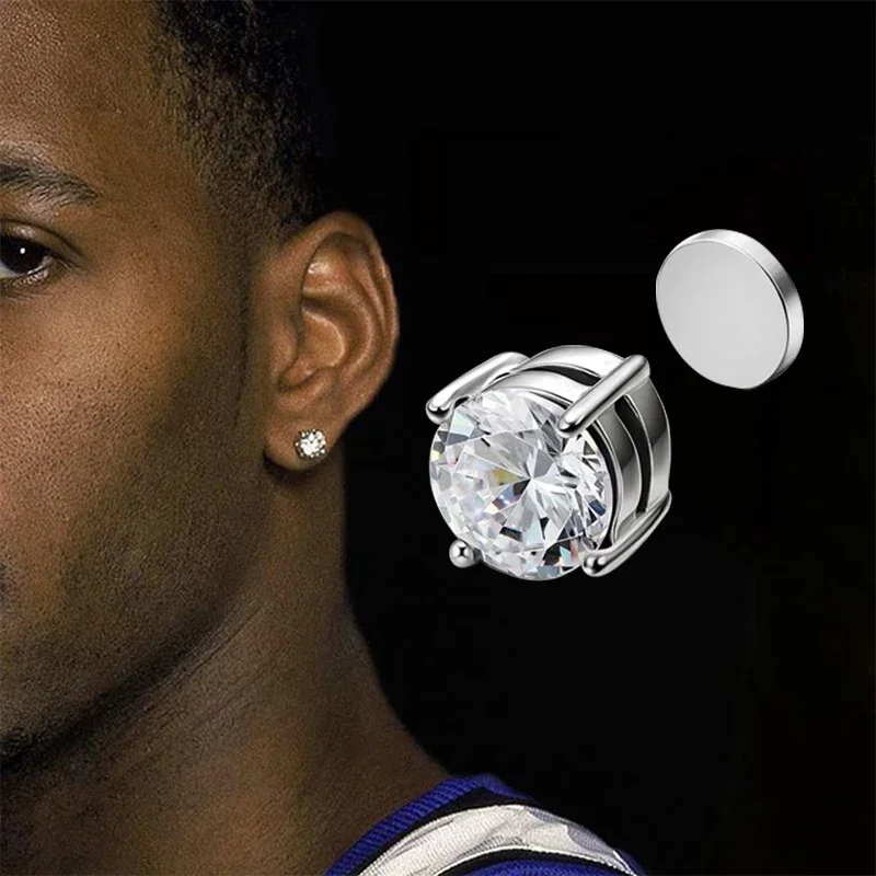 Magnetic Stud Earrings Fake Earrings Mens Magnetic Cubic Zirconia