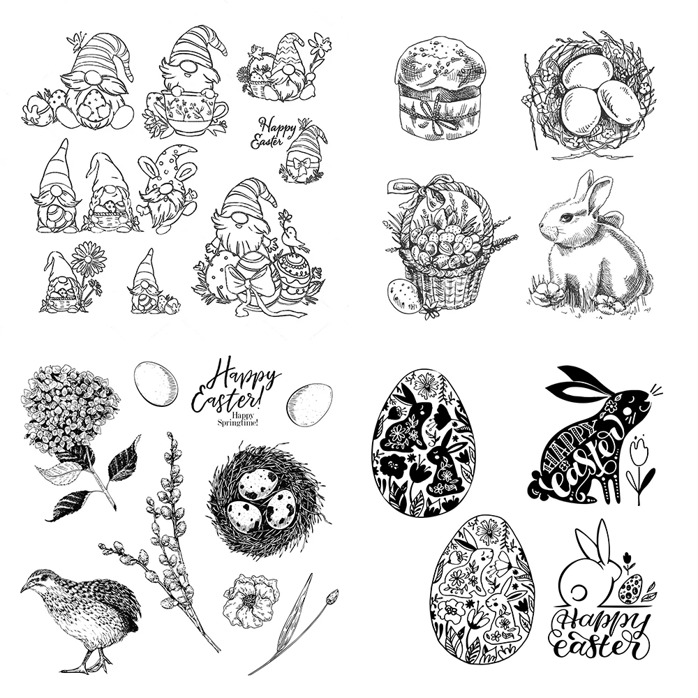 Happy Easter Clear Stamps/Seals For DIY Scrapbooking/Card Making/Album Decorative Silicone Stamp Crafts clear stamps clear rubber stamps