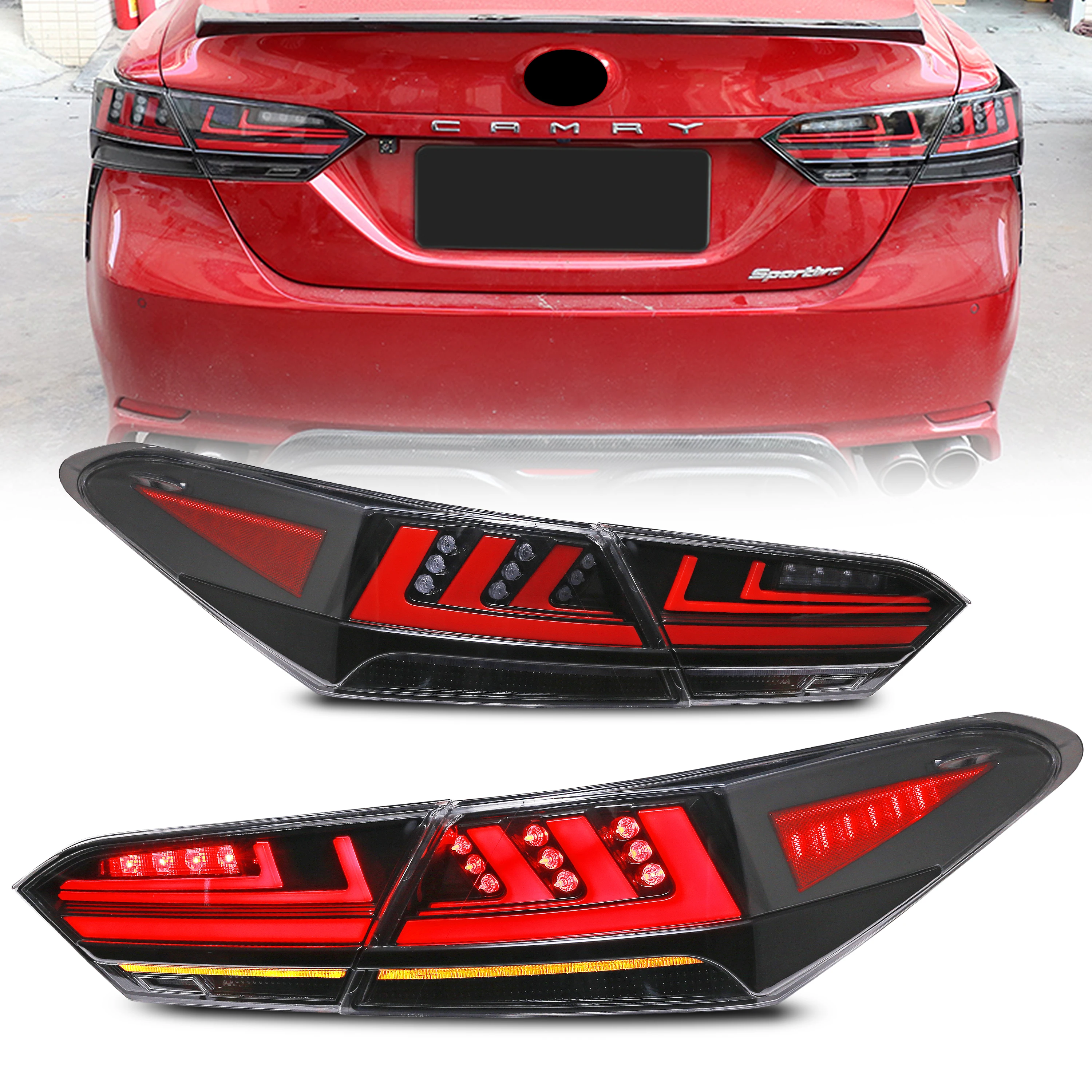 

LED Tail Lights for Toyota Camry 2018 2019 2020 2021 2022 2023 2024 Rear Lamps Start Up Animation DRL Brake Turn Signal Assembly