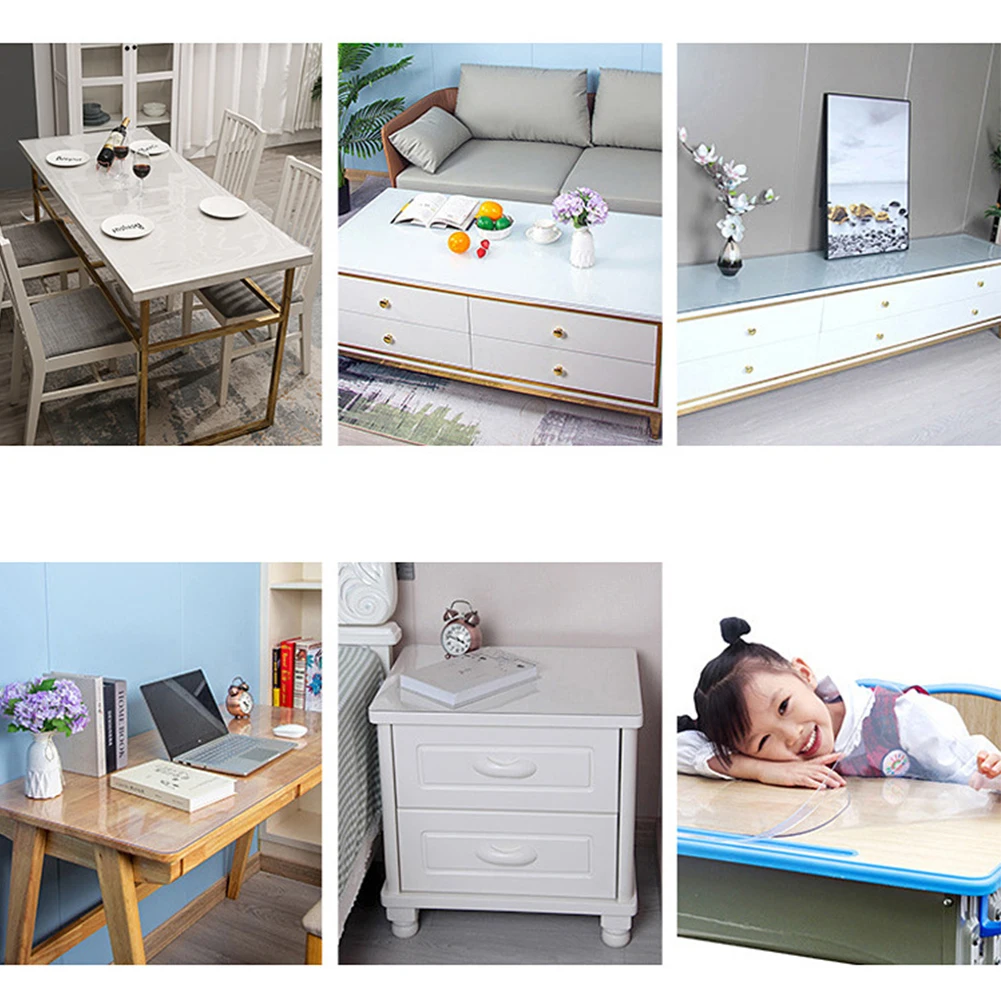 

PVC Transparent Table Mat Transparent Dining Rooms For Kitchens Oil Resistant Soft Cloth Table Cover Table Mat