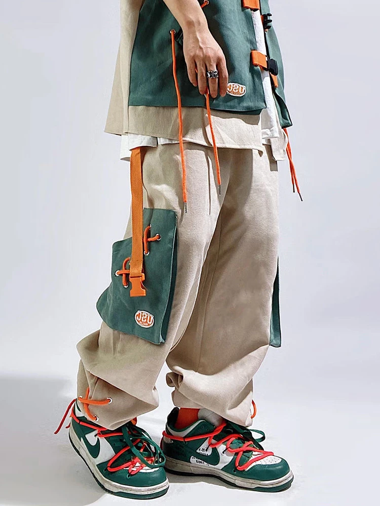 

HOUZHOU Hip Hop Cargo Pants Men Men's Oversize Couples Matching Clothing Y2K Japanese Steetwear Pockets Patchwork Harajuku
