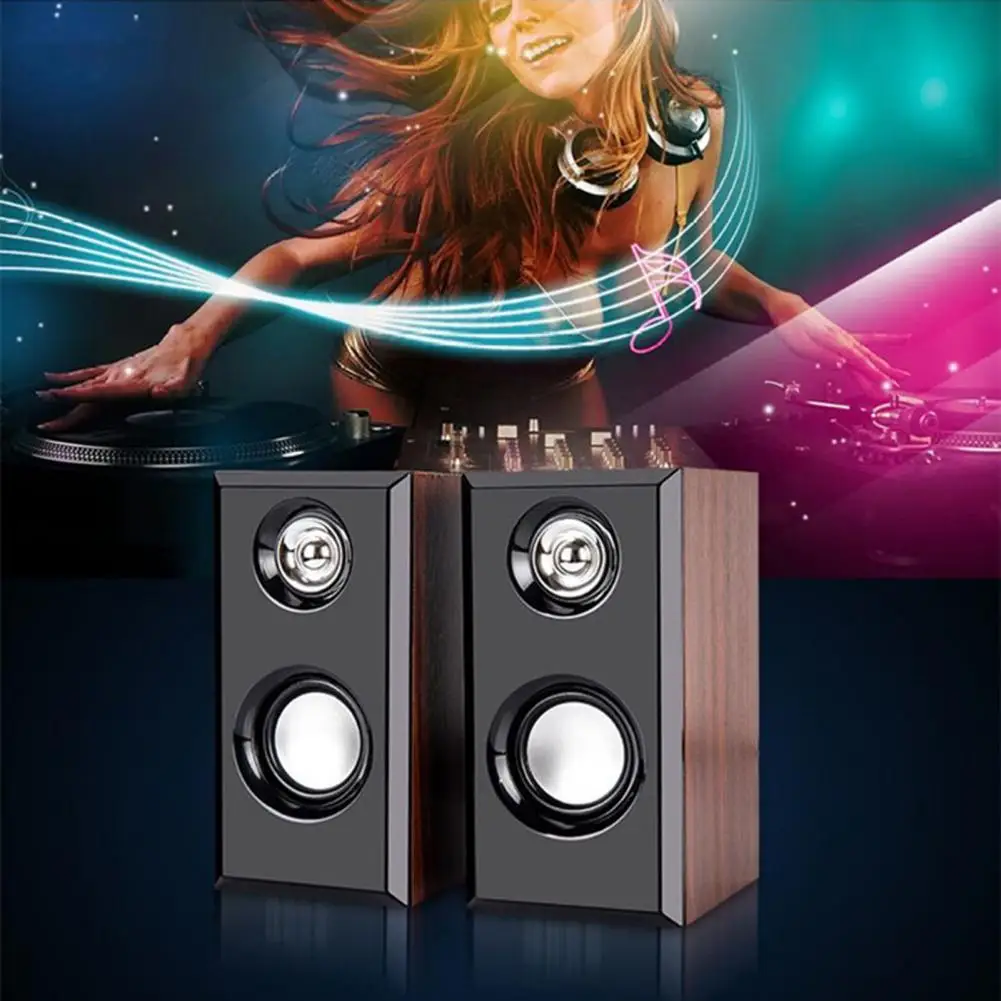 

Desktop Speakers 1 Pair Classic Powerful Audio System Desktop Wired Loudspeakers for Tablet