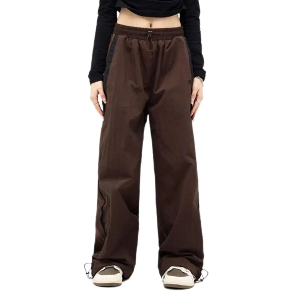 

Elastic Waist Trousers Stylish Women's Summer Casual Pants with Elastic High Waist Wide Leg Design Contrast Color for Streetwear