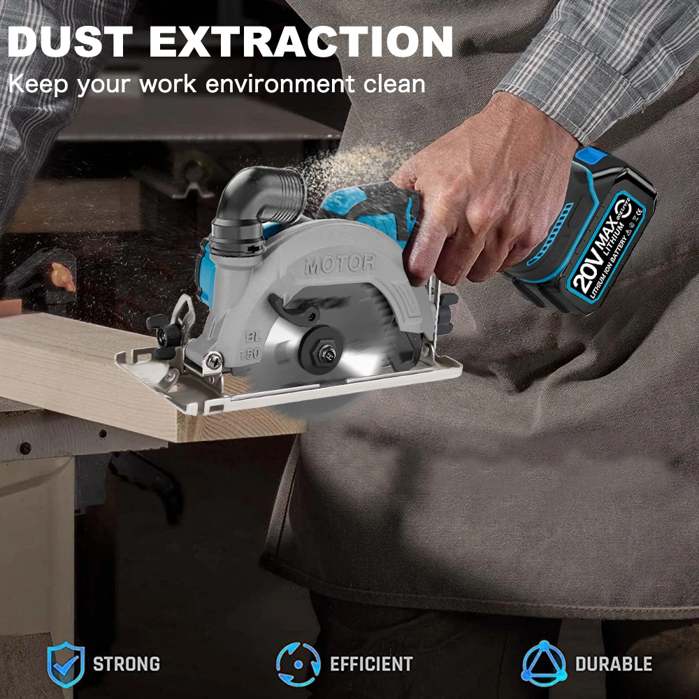 Brushless Circular Saw 6inch Cordless Electric Saw Adjustable Wood Cuttiing Machine Handheld Woodworking Saw for Makita Battery 3
