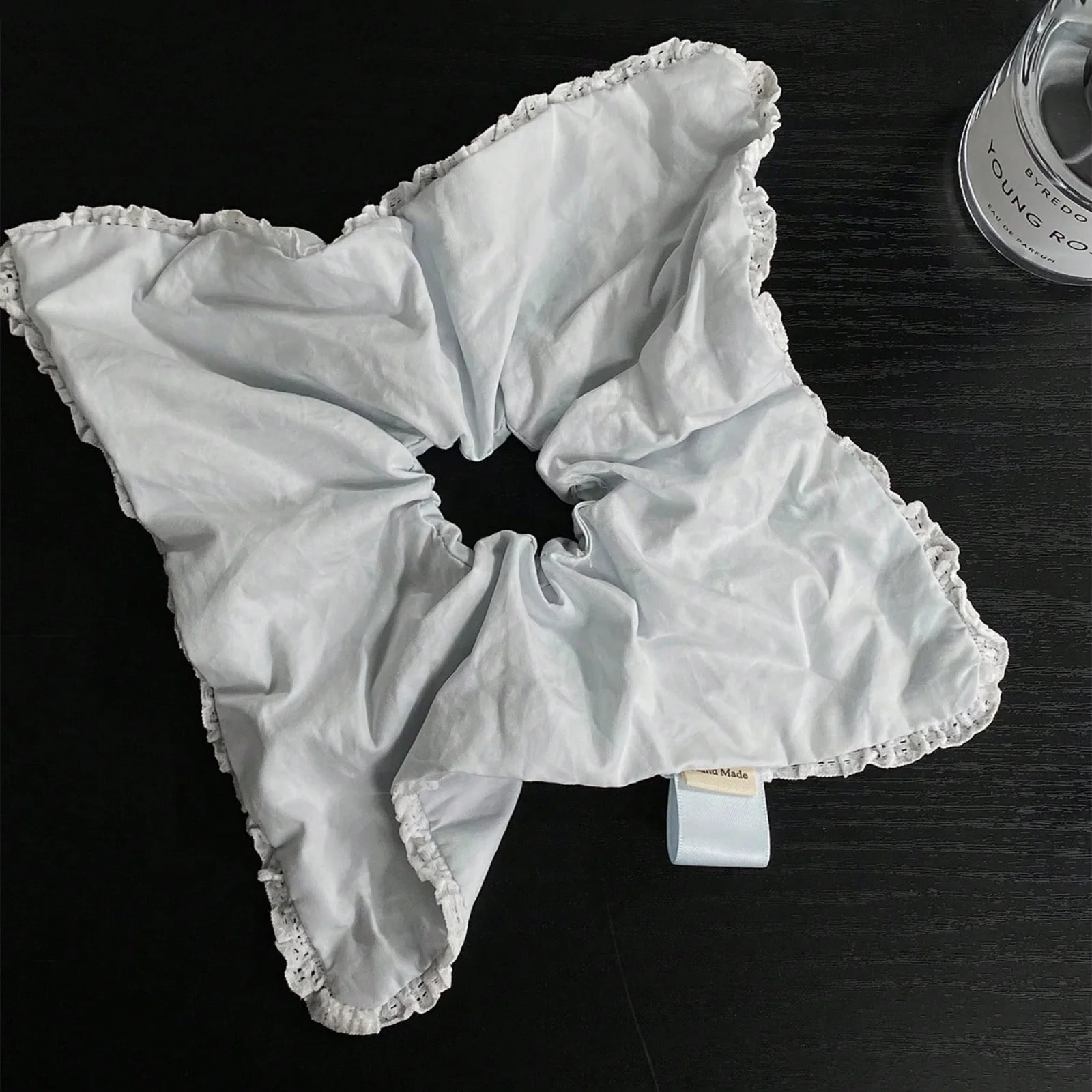 1Pc Women's Elegant Soft Light Blue Solid Hair Scrunchie, Korean Ins Minimalist Fashion Versatile Cute Hair Tie Scarf, Daily