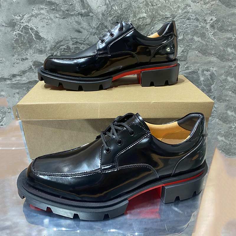 Fashion Men's Black Lace-up Genuine Leather Business Shoes Male Square Toe And Heel Spring Autumn Luxury Oxfords Causal Shoes 3