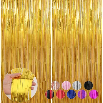 2-Meter Glitter Gold Tinsel Fringe Foil Curtain 1